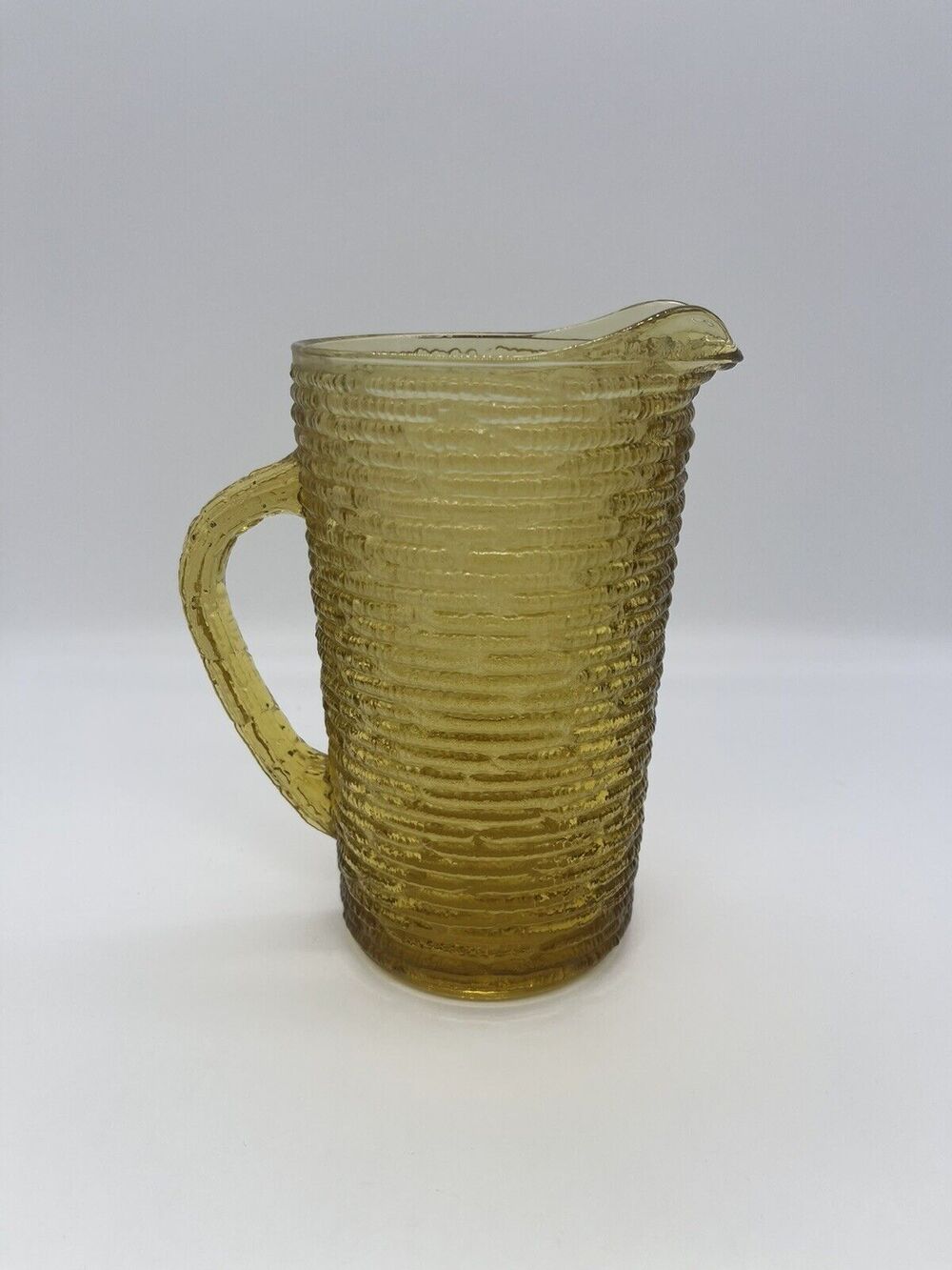 Vintage Anchor Hocking Soreno Bark Amber Glass Pitcher 1960s